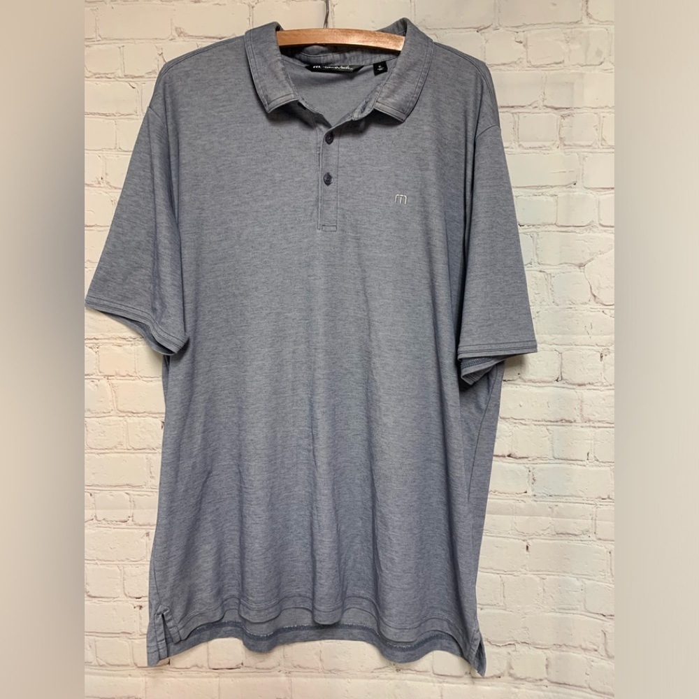 Travis Mathew Blue Heather Golf Polo Shirt XL